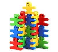 Fdit Socialme-EU Juguetes de Equilibrio de Madera 16 Unids/Set Bloque Colorido de Dibujos Animados Niños Edificio Creativo Early Educational Wooden