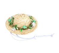 Fdit Sombrero para el Sol para Mascotas, Gorro de Playa de Verano Transpirable Tejido a Mano con Cuerda Elástica Ajustable y Decoraciones Florales para Perros Que Caminan Al Aire Libre (Green)