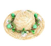 Fdit Sombrero para el Sol para Mascotas, Sombrero de Paja para Perros, Gorro de Playa de Verano Transpirable Tejido a Mano con Cuerda Elástica Ajustable para Mascotas Pequeñas Al Aire (Green)