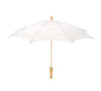 Fdit Sombrilla hecha a mano con encaje, bordado floral, para bodas, novia, fotografía, paraguas de seda, beige, large