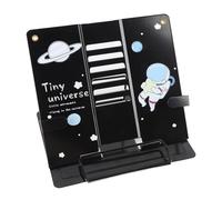 Fdit Soporte de Escritorio de Metal para Libros, Pantalla de Chapa de Acero Ajustable para Tabletas y Teléfonos, Diseño Conveniente para Oficina, Escuela, Cafetería (Patrón de Astronauta Negro)