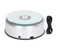 Fdit Soporte de Exhibición Giratorio, Placa Giratoria con Luz LED de 360° con Base de Espejo Soporte de Exhibición Alimentado por USB para Joyas y Coleccionables de Cristales