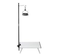 Fdit Soporte de luz portátil con gancho Soporte de luz plegable de aleación de aluminio portátil negro Soporte de lámpara de mesa para acampar al aire libre