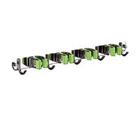 Fdit Soporte de Mopa de Acero Inoxidable 4 Clips 5 Ganchos Organizador de Pared para Garaje Cocina Lavadero Armario (GREEN)