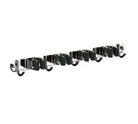 Fdit Soporte de Mopa de Acero Inoxidable 4 Clips 5 Ganchos Organizador de Pared para Garaje Cocina Lavadero Armario (BLACK)