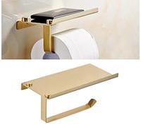 Fdit Soporte de Papel Higiénico de Acero Inoxidable, Organizador Montado en la Pared de Gran Capacidad para Baño, Acabado Dorado