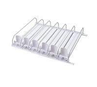 Fdit Soporte para Bebidas Autoempujable, Organizador de Latas de Refresco de Ancho Ajustable con 6 Ranuras para Refrigerador, Dispensador Deslizante Automático de Material ABS de (WHITE)