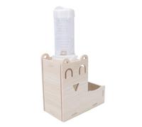 Fdit Soporte para Botella de Agua 2 en 1 para Hámster, Soporte para Comedero de Madera con Base Ponderada para Jaula para Mascotas Pequeñas, Plástico de Madera Compuesto, 13x7x13cm