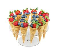 Soporte para cono de helado, soporte de exhibición de cono de acrílico transparente de 16 agujeros para rollo de sushi, helado para bodas, baby shower, fiestas de cumpleaños, decorativo