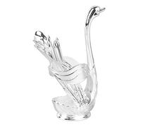 Fdit Soporte para Cuchara de café, Elegante Pulido de Espejo de Aleación en Forma de Cisne con Detalles Ricos, para Postres de café, té, Oficina y Fiesta (Titular de plata con cuchara)