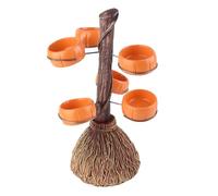Fdit Soporte para Cuencos de Halloween, Soporte para Cuencos de Postre, para de Postre, Exhibición de Frutas y Verduras de Metal de Calibre Pesado con Cerdas de Escoba (#3)