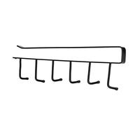 Fdit Soporte para Tazas de café, 6 Ganchos, No Requiere Perforación, Hierro Pesado, Resistente Al óxido, con Tornillos Adhesivos para Estantes de Gabinetes de Menos de 2,5 Cm de Grosor (BLACK)