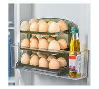 Fdit Soporte Plegable para Huevos, Bandeja de Plástico de 3 Niveles con Conducto para Huevos Profundo para Refrigerador, Estante o Encimera de cocina. (Verde transparente)