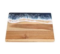 Fdit Tabla de Cortar con Estampado de Ondas, Embutidos de Madera Maciza, 36x25cm