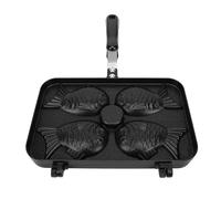 Fdit Taiyaki Pan Waffle Maker en Forma de, Molde para Hornear de Aluminio Antiadherente de Doble Cara para Pasteles Rellenos Caseros, Mini Parrilla Portátil para el Desayuno y
