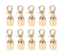 Fdit Tapas de Tope de Extremo de Cuerda de Aleación de Zinc, 10 Juegos con Tornillos para Sujeción Segura de Cables y Cuerdas, Fácil Instalación para Bolsos, Zapatos, Equipaje y (GOLD)
