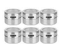 Fdit Tarros de Especias Magnéticos de Acero Inoxidable de 6 Piezas con Ventana Transparente para Almacenamiento de Condimentos en el Refrigerador, Diseño de Ventana Transparente para
