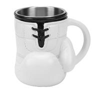 Fdit Taza con Forma de Guante de Boxeo, Taza de café de Resina de Acero Inoxidable con Diseño 3D y Asa ergonómica. Regalo Original para Aficionados, Entusiastas y Entrenadores del (WHITE)