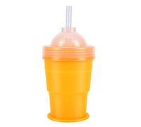 Fdit Taza de Bola de Hielo Plegable 2 en 1, Taza Portátil para Hacer Hielo Plegable de TPE, Tapa de Rosca a Prueba de Fugas, Lavavajillas de Boca Ancha para Camping, Gimnasio, (YELLOW)
