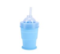 Fdit Taza de Bola de Hielo Plegable 2 en 1, Taza Portátil para Hacer Hielo Plegable de TPE, Tapa de Rosca a Prueba de Fugas, Lavavajillas de Boca Ancha para Camping, Gimnasio, (BLUE)