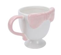 Fdit Taza de café con Lazo, Taza de té de Cerámica de 300 Ml, Linda Pajarita 3D, de café de Cerámica en Relieve, Vajilla Creativa para Bebidas Calientes, Leche (PINK)