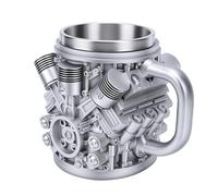 Fdit Taza de café con Motor 3D, Taza Temática de Coche de Resina de Acero Inoxidable con Diseño de Válvulas de Pistones, Regalo para Entusiastas de la Automoción para Ingenieros (V6) (V6)