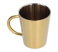 Fdit Taza de café de acero inoxidable de 300 ml, taza aislada de doble capa con asa para oficina en casa al aire libre (GOLD)