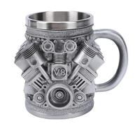 Fdit Taza de café para Motor Automotriz, Taza de Resina de Acero Inoxidable 3D con Pistones y Válvulas, Regalo para Amantes de los Coches para Ingenieros Mecánicos, Reductores (V6) (V8)