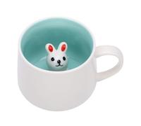 Fdit Taza de Cerámica con Interior de Animal 3D, Taza de café Sorpresa de 12 Oz con Estatuilla Oculta, de Dibujos Animados Novedosa para té, Chocolate Caliente y Leche, (Conejo pequeño modelo 3d)