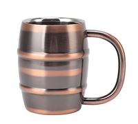 Fdit Taza de Cerveza de Acero Inoxidable 304, Taza de Agua de café con Aislamiento de Doble Pared, Ergonómica, Liviana, Portátil, Reutilizable para el Hogar, Oficina, Picnic, Camping, (Color Cobre
