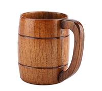 Fdit Taza de Cerveza de Madera, Taza de Cerveza de Madera Natural de Bebida de clásica Retra Grande del Agua del té con la de del Regalo de Boda de la Jarra de la manija