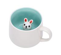 Fdit Taza Interior de Animal 3D, Taza de café de Cerámica de 12 Oz con Figura Oculta en la Parte Inferior, de té Novedosa con Diseño de Animales de Dibujos Animados para (Conejo pequeño modelo 3d)
