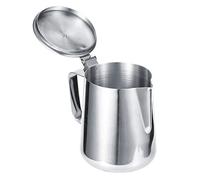 Fdit Taza para Espumar Leche de Acero Inoxidable, Jarra de café con Boquilla sin Goteo con Ergonómico para Latte Art, con Tapa para el Hogar, Cafetería, Bar y Restaurante (600ML)
