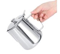 Fdit Taza para Espumar Leche de Acero Inoxidable, Jarra de café con Boquilla sin Goteo con Ergonómico para Latte Art, con Tapa para el Hogar, Cafetería, Bar y Restaurante (1000ML)