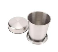 Fdit Taza Plegable de Acero Inoxidable, Taza de Viaje Plegable con Tapa para Acampar Al Aire Libre, Senderismo, Llavero Portátil, Botella de Agua para Mochila (250ml)