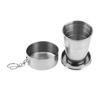 Fdit Taza plegable plegable al aire libre portátil del acero inoxidable para acampar que viaja con el llavero((6 plegables, 60ml))