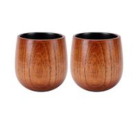 Fdit Tazas de Madera, Taza de café de Madera Maciza de 2 Piezas para Bebidas Calientes