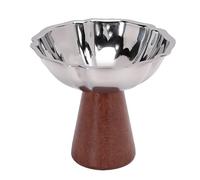 Fdit Tazón para Helado, Taza de Postre con Patas de Acero Inoxidable, Vasos de Postre de Metal para Servir Fiestas con Base de Madera para Yogur, Aperitivos y Dulces