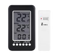 Fdit Termómetro Digital LCD Reloj Medidor de Temperatura Inalámbrico Transmisor Inalámbrico Interior Al Aire Libre Socialme-EU