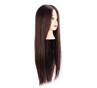 Fdit Tienda de Cabello Castaño Oscuro Cabeza Pura para Práctica de Corte de Cabello, Peinados de Liso y Sintético a Alta Temperatura que Muestran Muñecas para Diseñar y Teñir, Profesor de Escuela de