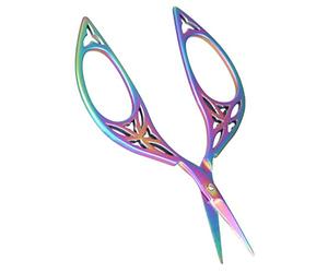 Fdit Tijeras Vintage Tijeras Artesanales Retro de Estilo Antiguo único en Forma de Hoja de Costura de Acero Inoxidable para Bordado Costura DIY Regalo Artesanal (COLORFUL)