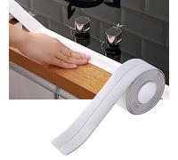 Fdit Tira de Calafateo de PVC Autoadhesiva, Cinta de Sellado Impermeable para Baño, Cocina, Fregadero, Bañera, con Pelar y Pegar, sin Residuos, Borde Flexible (WHITE)