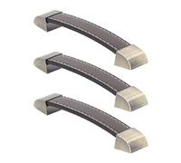 Fdit Tirador de Cuero para Gabinete Antiguo, Tirador de Cajón Vintage, Herrajes para Gabinete de Cuero de Aleación de Zinc con Agarre Cómodo para Armario, Cómoda, Cajón, Armario, (BROWN)