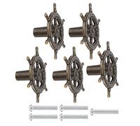 Fdit Tiradores Retro de Aleación de Zinc, Juego de 5 Piezas, Tiradores para Cajones de Gabinete con Acabado en Bronce de Caucho Aceitoso, para Puerta de Armario, Tocador, Muebles,