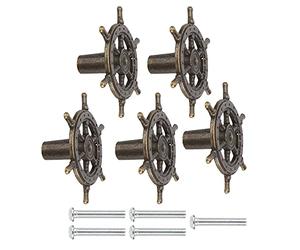 Fdit Tiradores Retro de Aleación de Zinc, Juego de 5 Piezas, Tiradores para Cajones de Gabinete con Acabado en Bronce de Caucho Aceitoso, para Puerta de Armario, Tocador, Muebles,