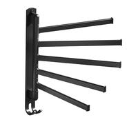 Fdit Toalleros Giratorios de Acero Inoxidable Duraderos, Soporte para Colgar Toallas con Rotación de 5 Brazos para Baño, Cocina, Negro, 30x36cm
