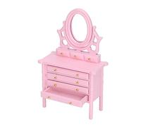 Fdit Tocador de Casa de Muñecas de Alta Simulación, Minimueble Elegante, para Decoración del Hogar (Pink)