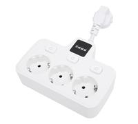 Fdit Toma de Corriente con Interruptor, 3 Tomas de CA Adaptador de Enchufe Múltiple Material de PC Ignífugo, con Interruptores Independientes Protección contra Sobretensión, para (WHITE)