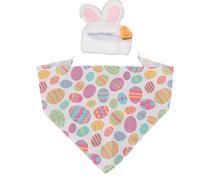 Fdit Traje de Conejito de Pascua de Ganso de 23 Pulgadas en el Porche, Adorable Sombrero de Conejito, Patrón de Huevo de Pascua, Decoración de Césped Al Aire Libre para Festividades de