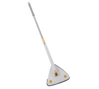 Fdit Trapeador Triangular con Exprimidor Automático de Agua, Largo, Rotación de 360 grados para Eliminación de Polvo en Paredes y Ventanas - 27x130 Cm (WHITE)